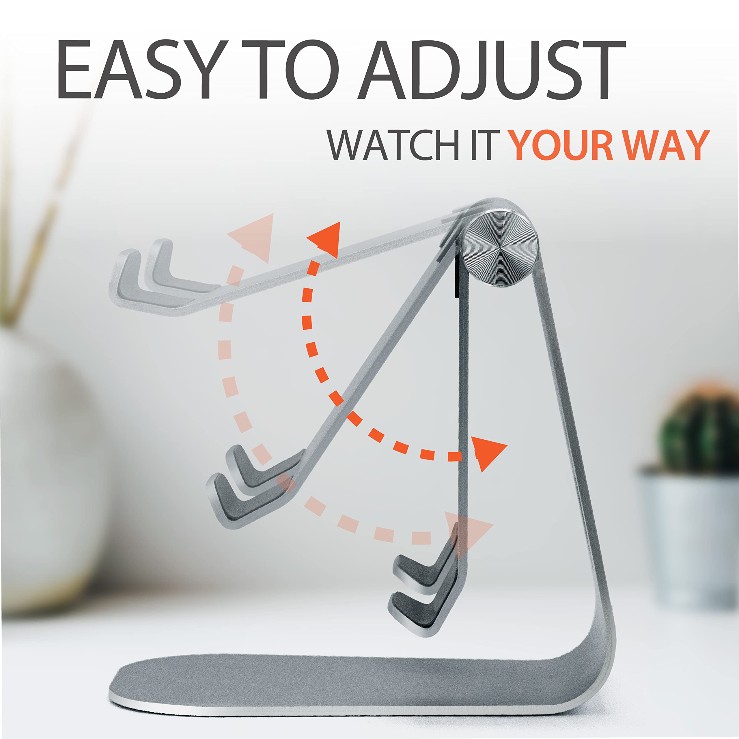brookstone-adjustable-tablet-stand-minimalist-metal-desktop-holder-silicone-grip image 2