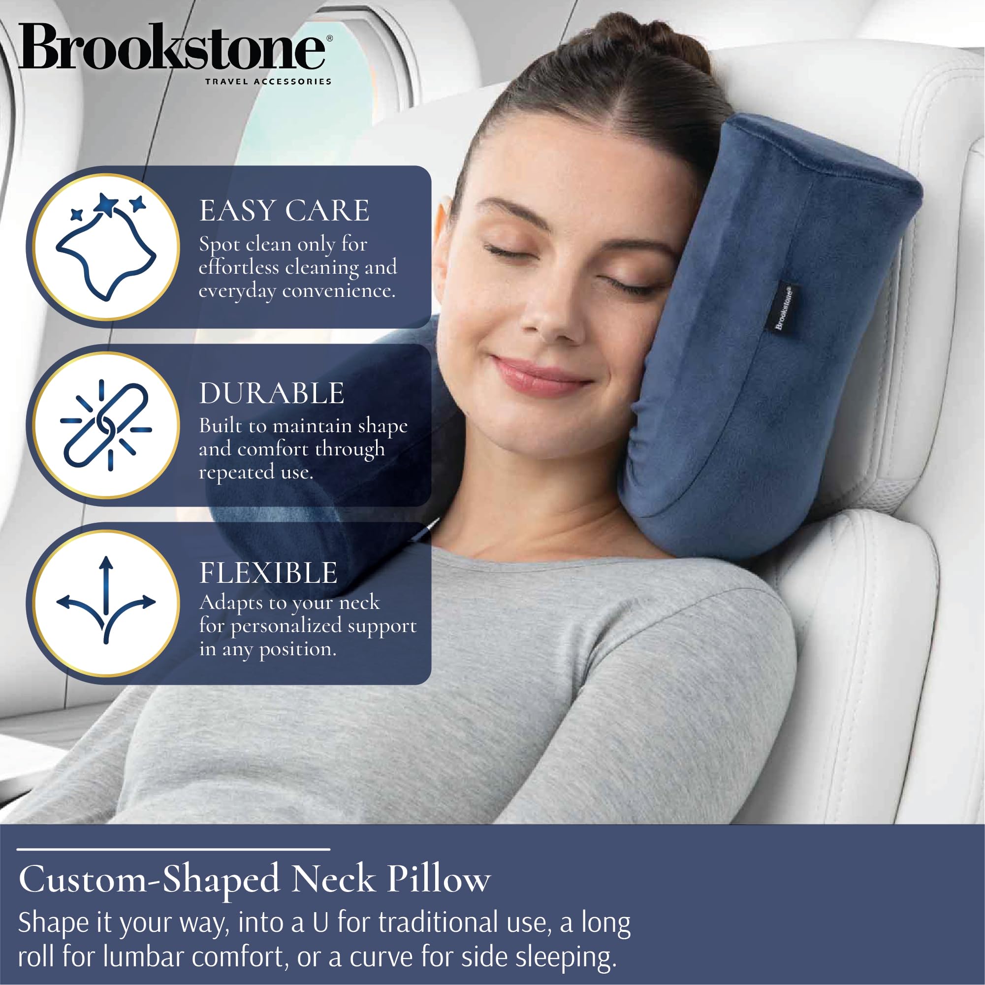brookstone-free-form-travel-pillow-flexible-memory-foam-neck-pillow-with-adjusta image 3