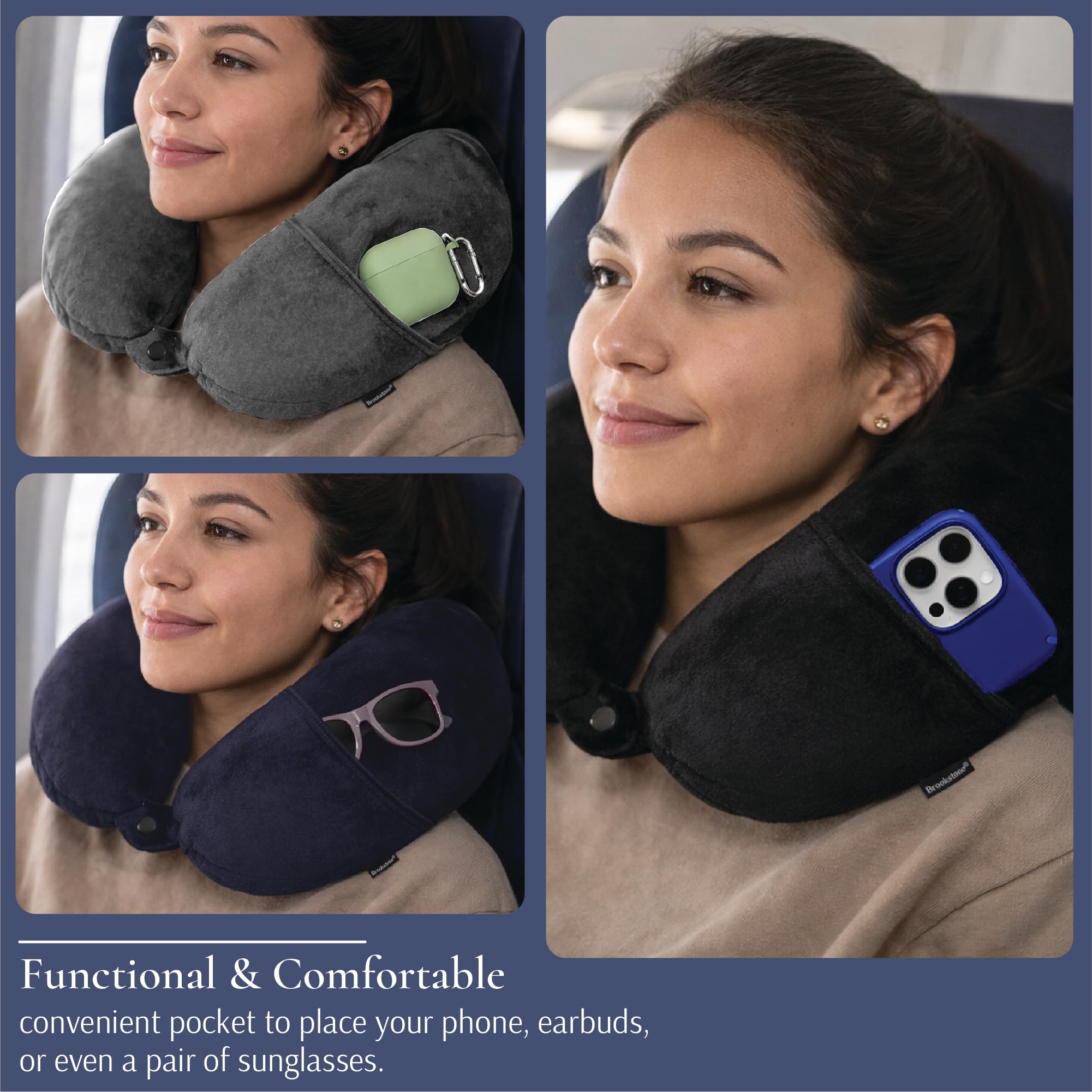 brookstone-microbead-neck-pillow-super-soft-cozy-lightweight-travel-pillow-with- image 4