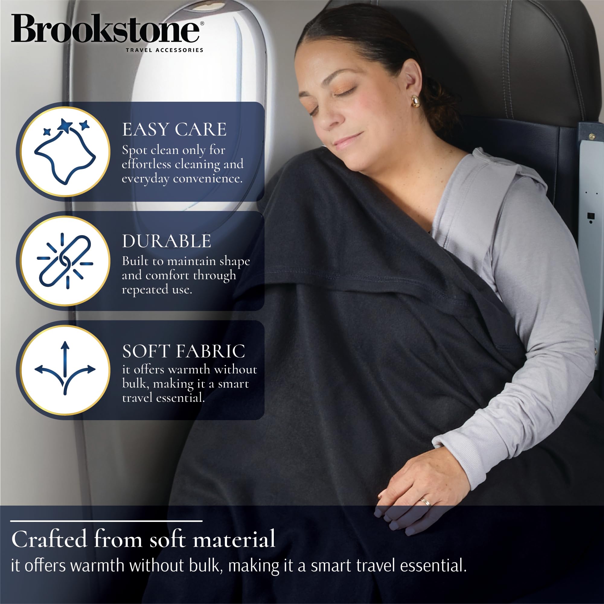 brookstone-2-in-1-travel-blanket-and-pillow-with-carrying-pouch-black image 3