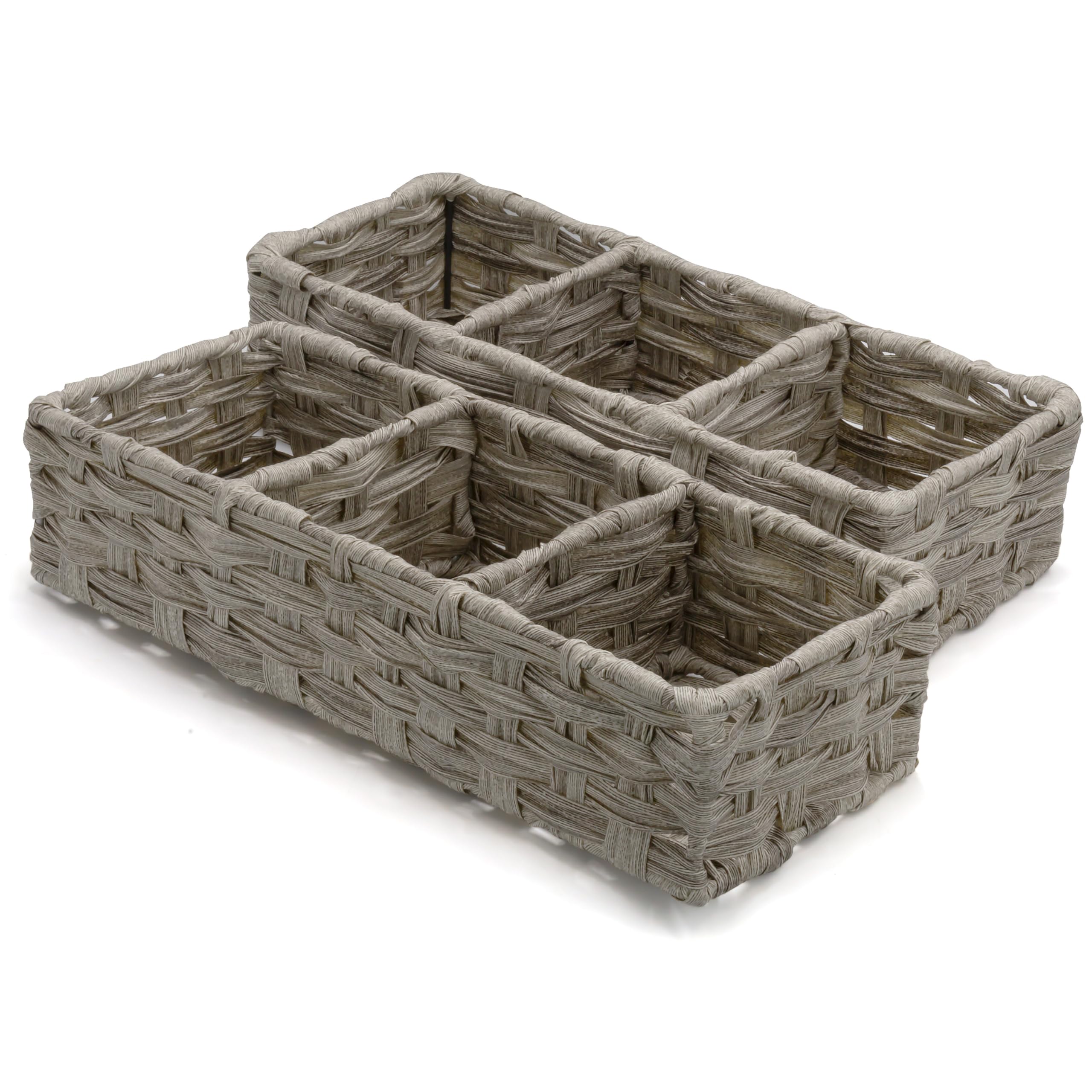 brookstone-wicker-storage-basket-2-pack-boho-woven-organizer-with-sturdy-handles image 5
