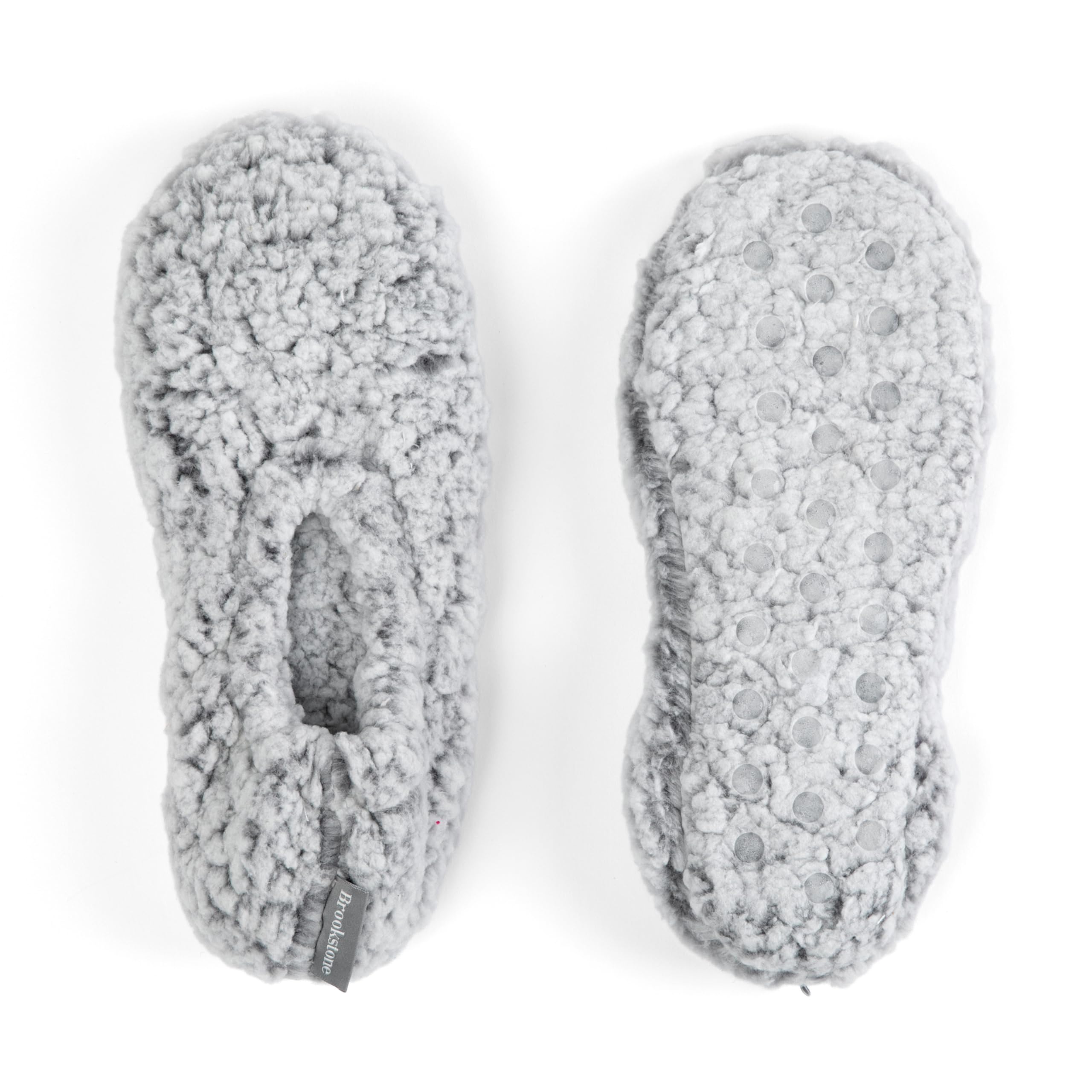 brookstone-plush-footies-memory-foam-slippers-with-ultra-soft-sherpa-non-skid-so image 5