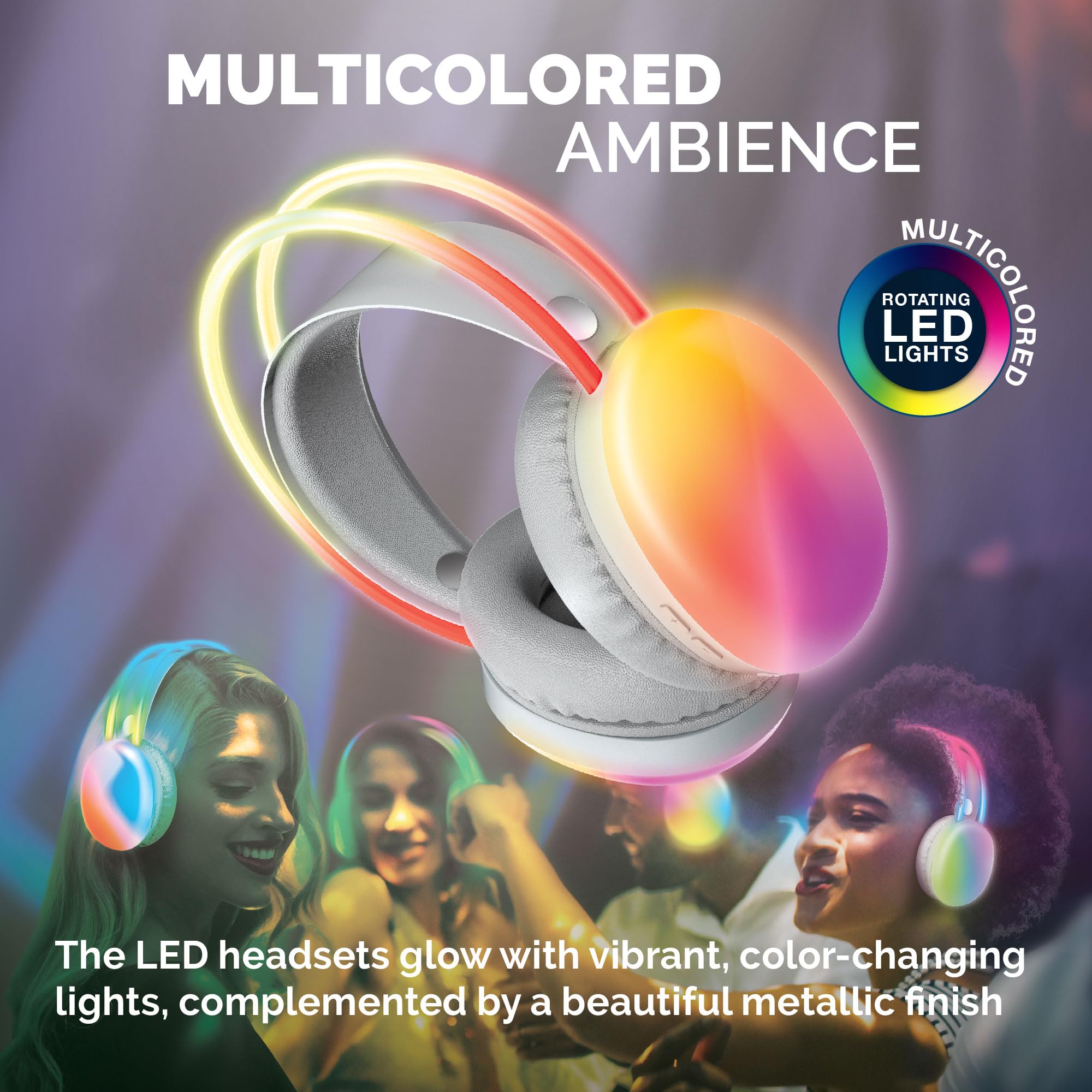 brookstone-wireless-silent-disco-headphones-with-multicolor-led-lights-bluetooth image 4