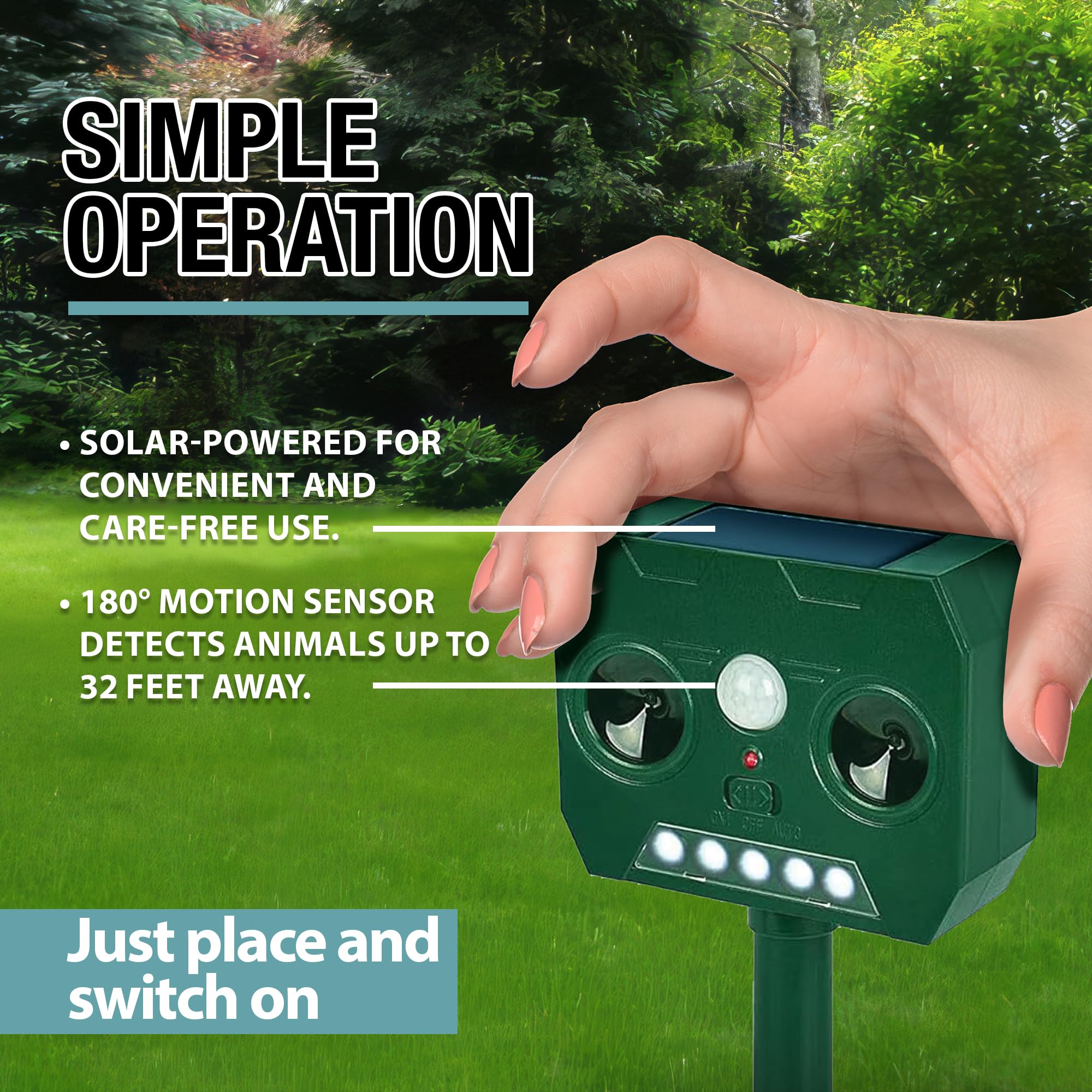 brookstone-solar-powered-sonic-animal-repeller-ultrasonic-motion-sensor-180-pir- image 4