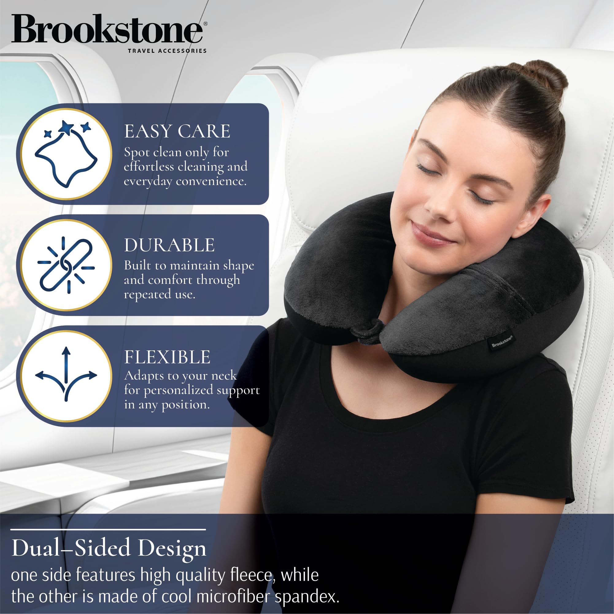 brookstone-microbead-neck-pillow-super-soft-cozy-lightweight-travel-pillow-with- image 3