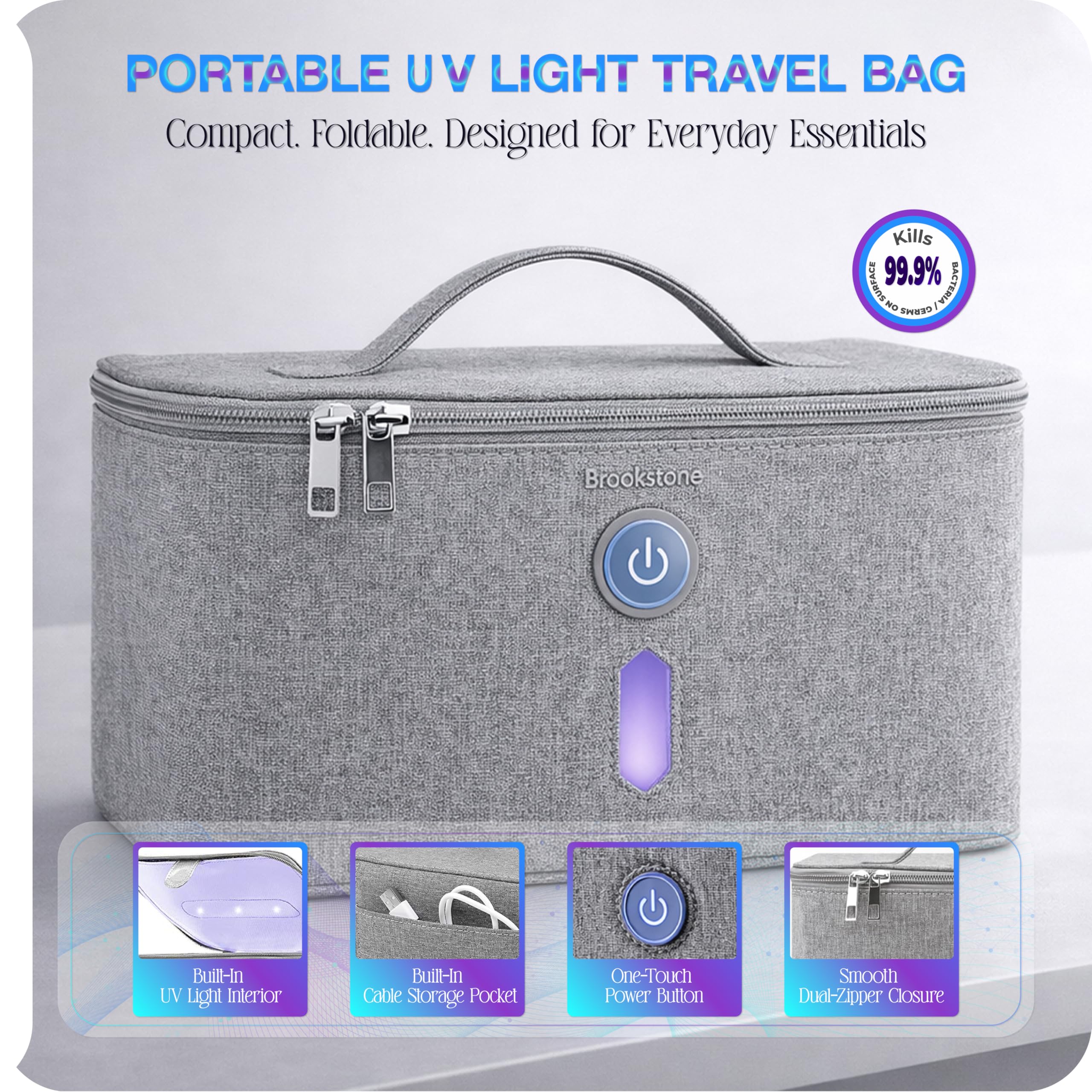 brookstone-uv-light-bag-portable-sterilizing-bag-with-uv-c-for-phones-masks-and- image 2