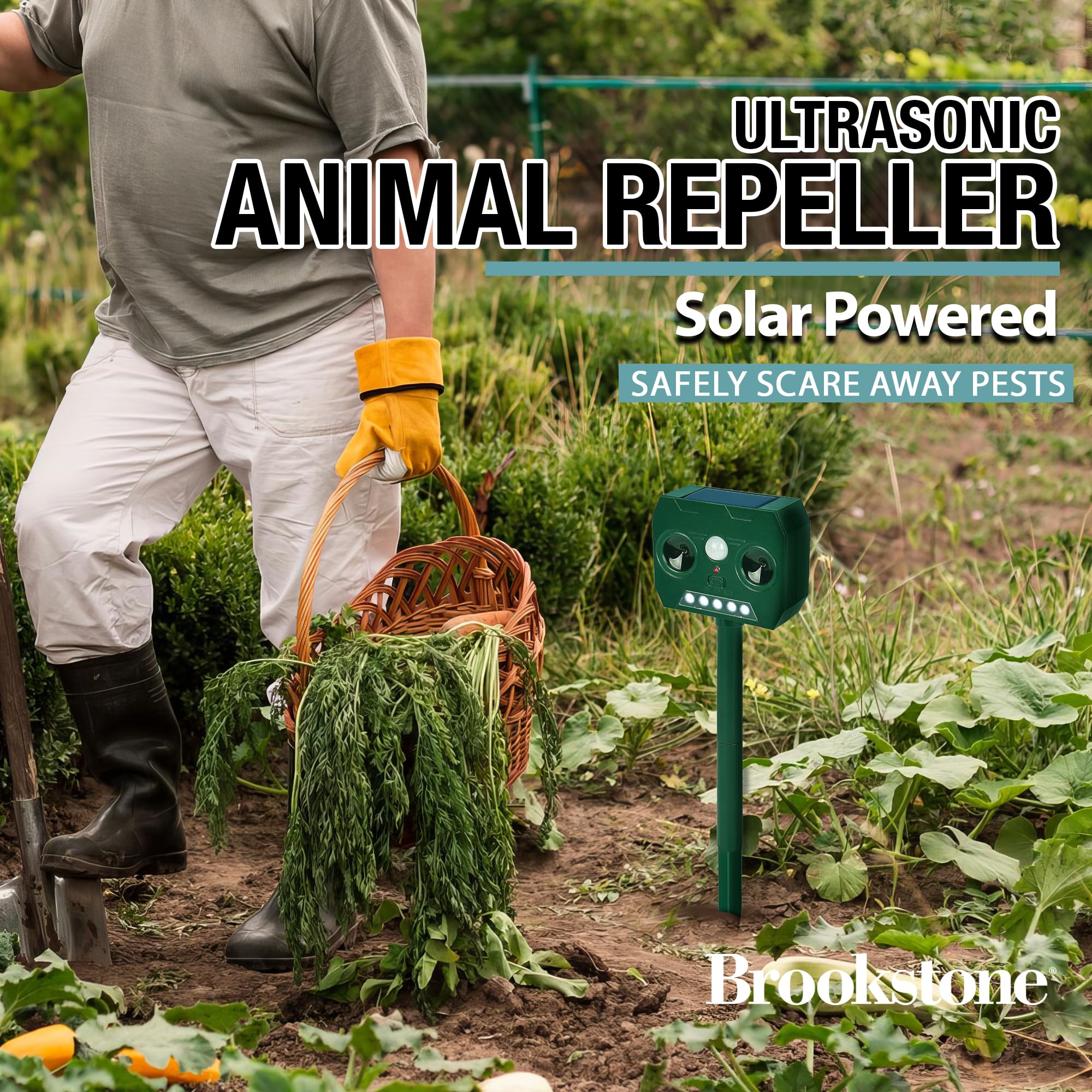 brookstone-solar-powered-sonic-animal-repeller-ultrasonic-motion-sensor-180-pir- image 2