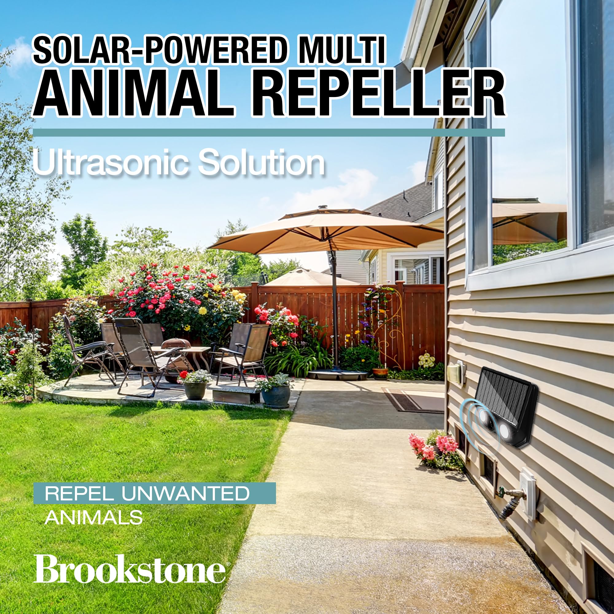 brookstone-solar-powered-multi-animal-repeller-ultrasonic-pest-deterrent-with-fl image 2