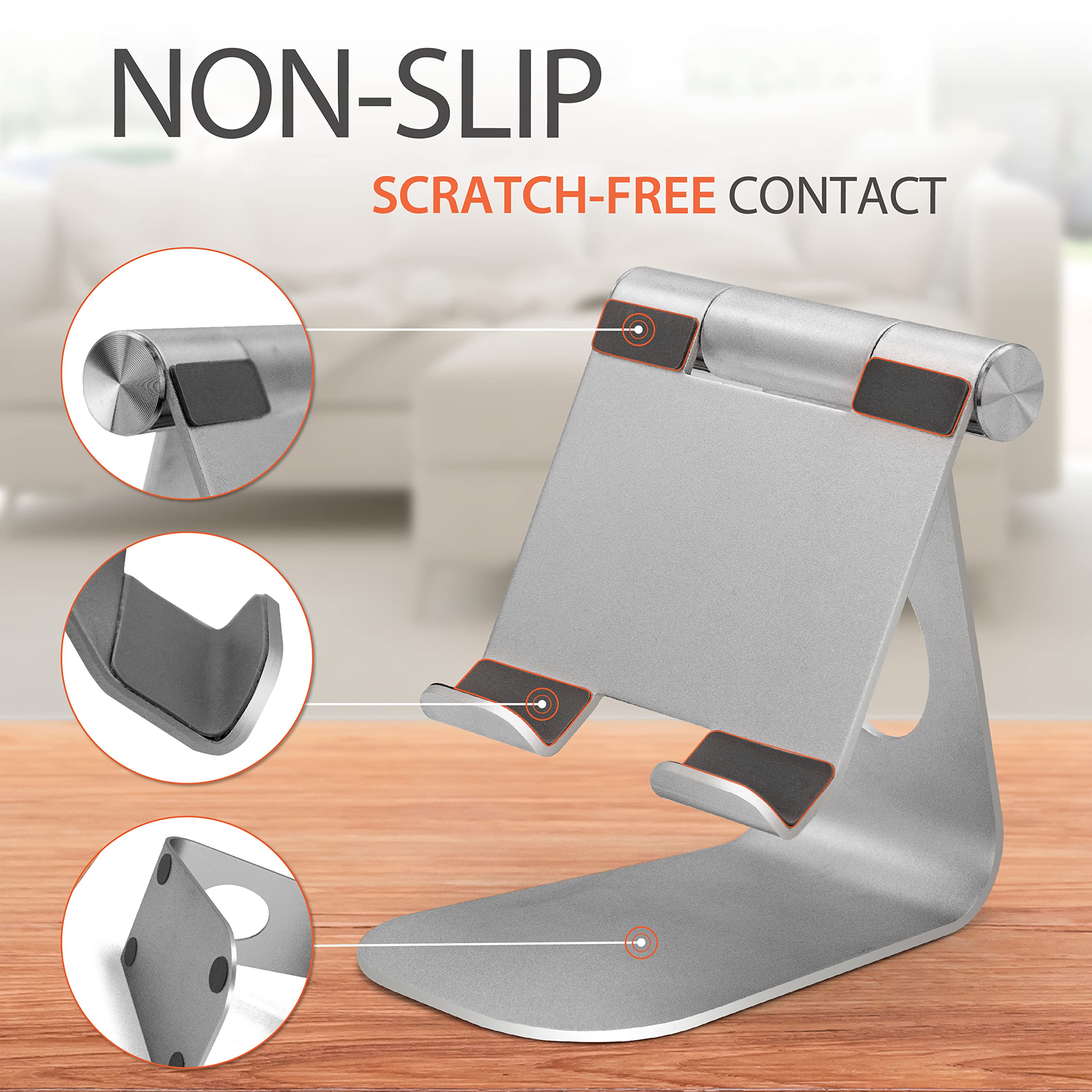 brookstone-adjustable-tablet-stand-minimalist-metal-desktop-holder-silicone-grip image 5