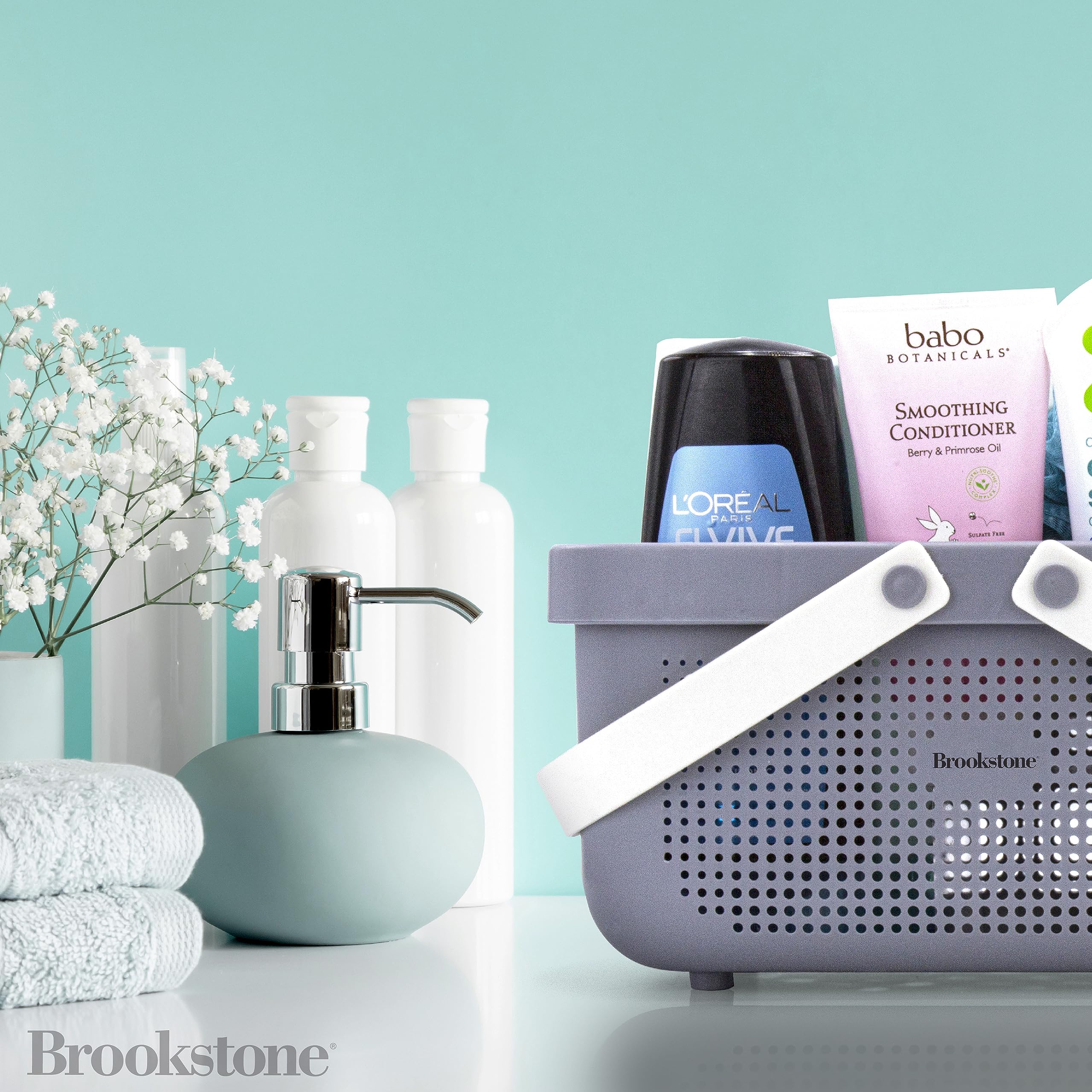 brookstone-modern-large-portable-shower-caddy-with-soft-silicone-handle-bpa-free image 5