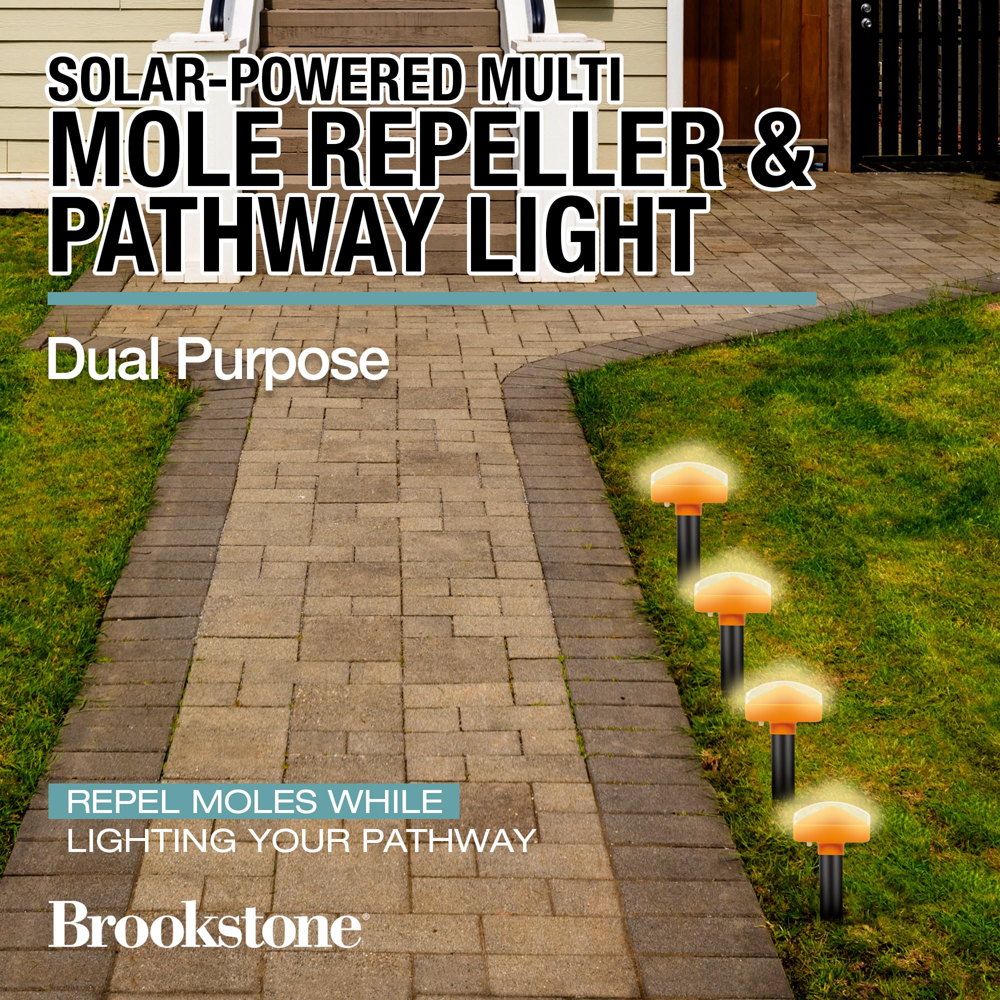 brookstone-solar-powered-mole-repeller-pathway-light-dual-purpose-sonic-deterren image 2