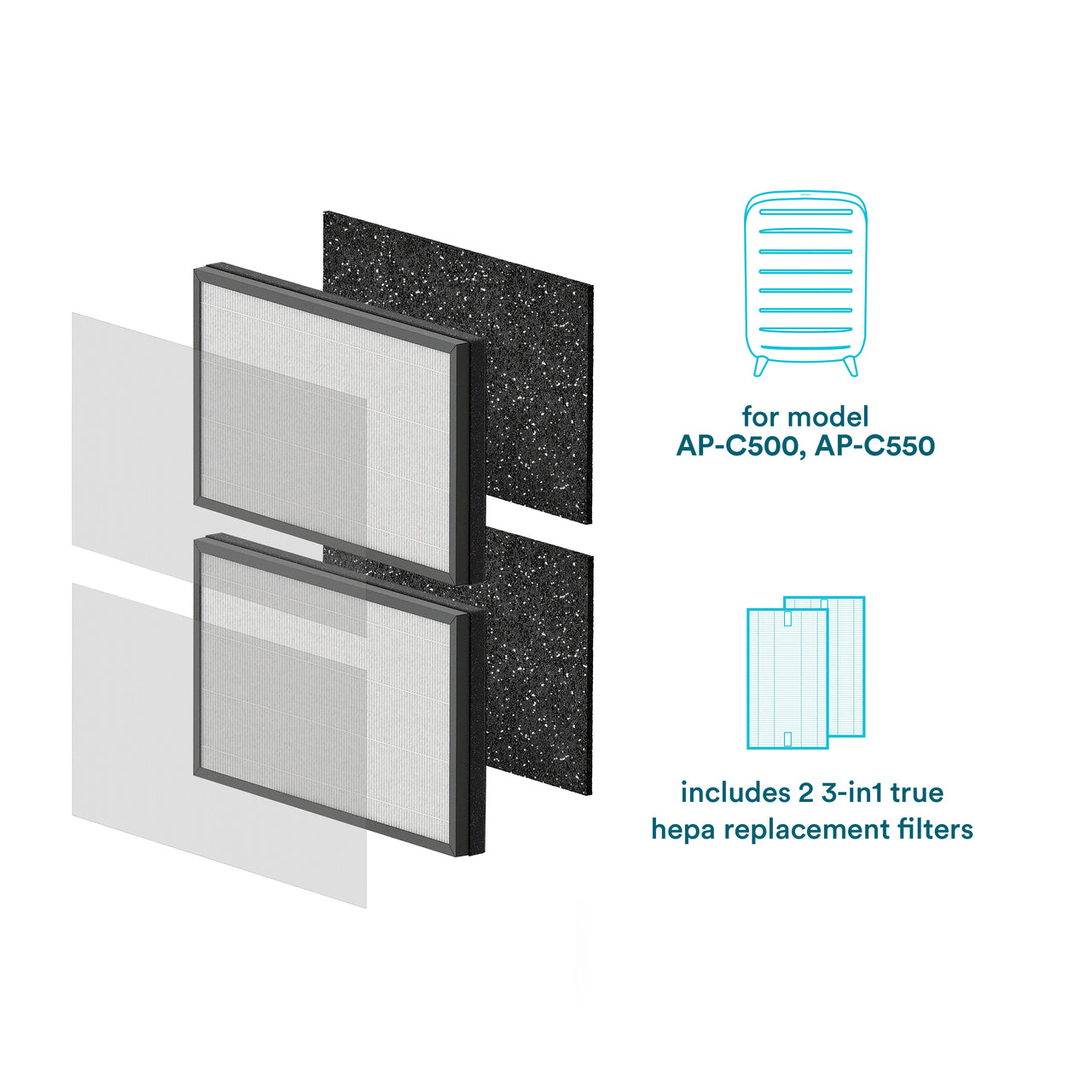 homedics-3-in-1-true-hepa-replacement-filter-for-ap-c500-genuine-filter-for-clea image 4