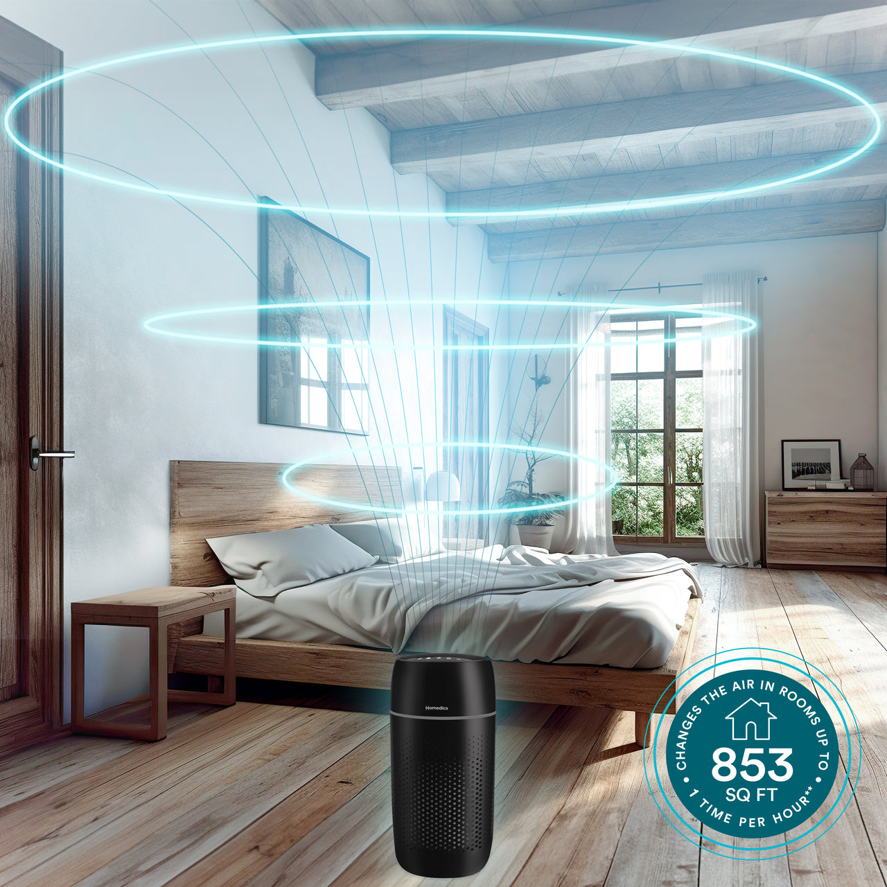 homedics-medium-room-tower-air-purifier-t22-with-hepa-filtration image 5