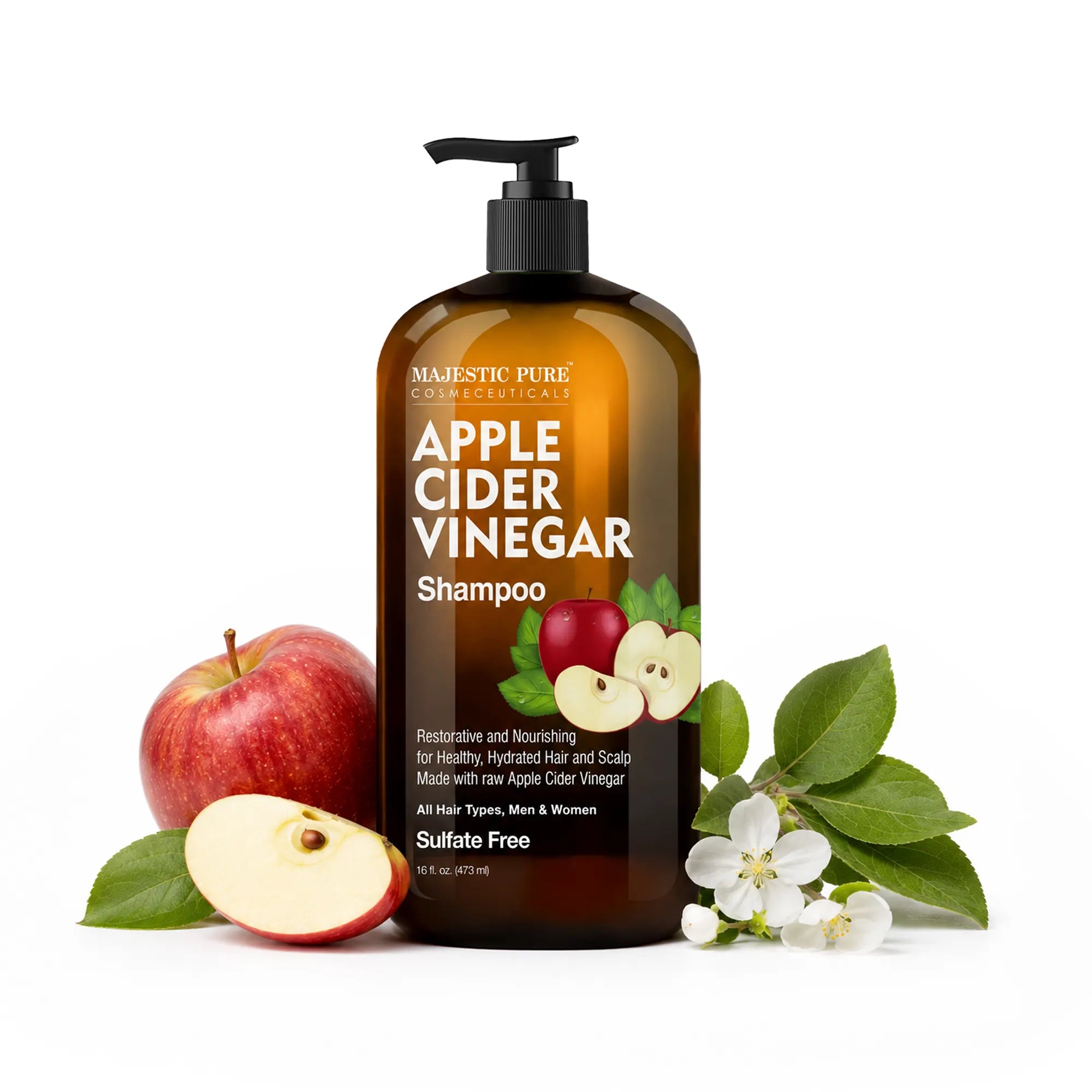 majestic-pure-apple-cider-vinegar-shampoo-with-argan-oil-16-fl-oz-clarifying-sul image 1