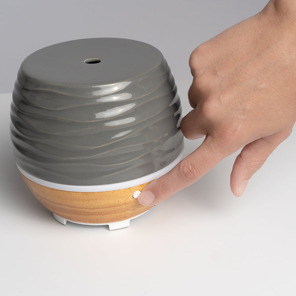 ellia-ascend-ultrasonic-aroma-diffuser-ceramic-wood-wave-pattern image 4