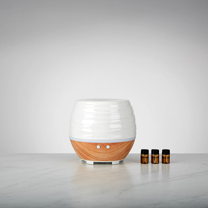 ellia-ascend-ultrasonic-aroma-diffuser-ceramic-wood-wave-pattern image 5