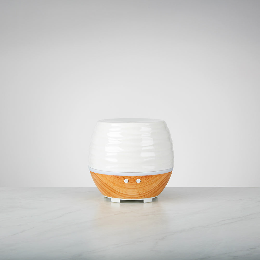 ellia-ascend-ultrasonic-aroma-diffuser-ceramic-wood-wave-pattern image 1