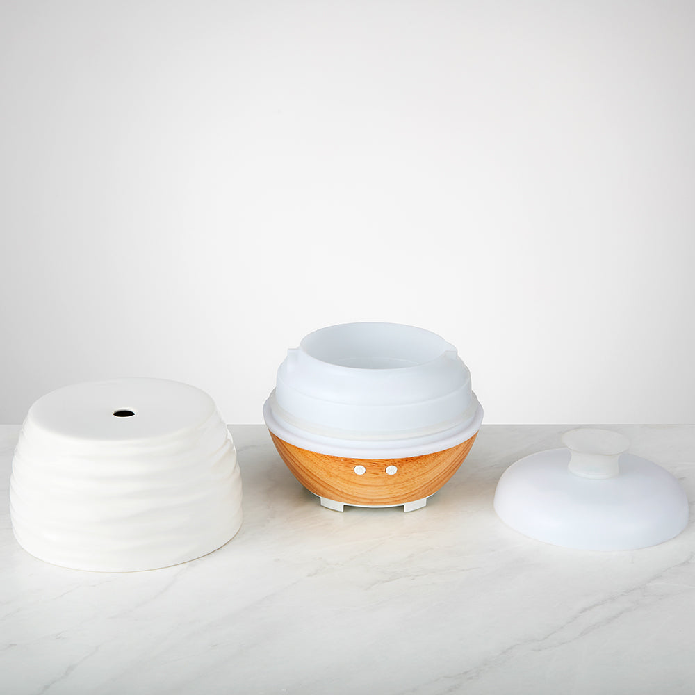 ellia-ascend-ultrasonic-aroma-diffuser-ceramic-wood-wave-pattern image 6