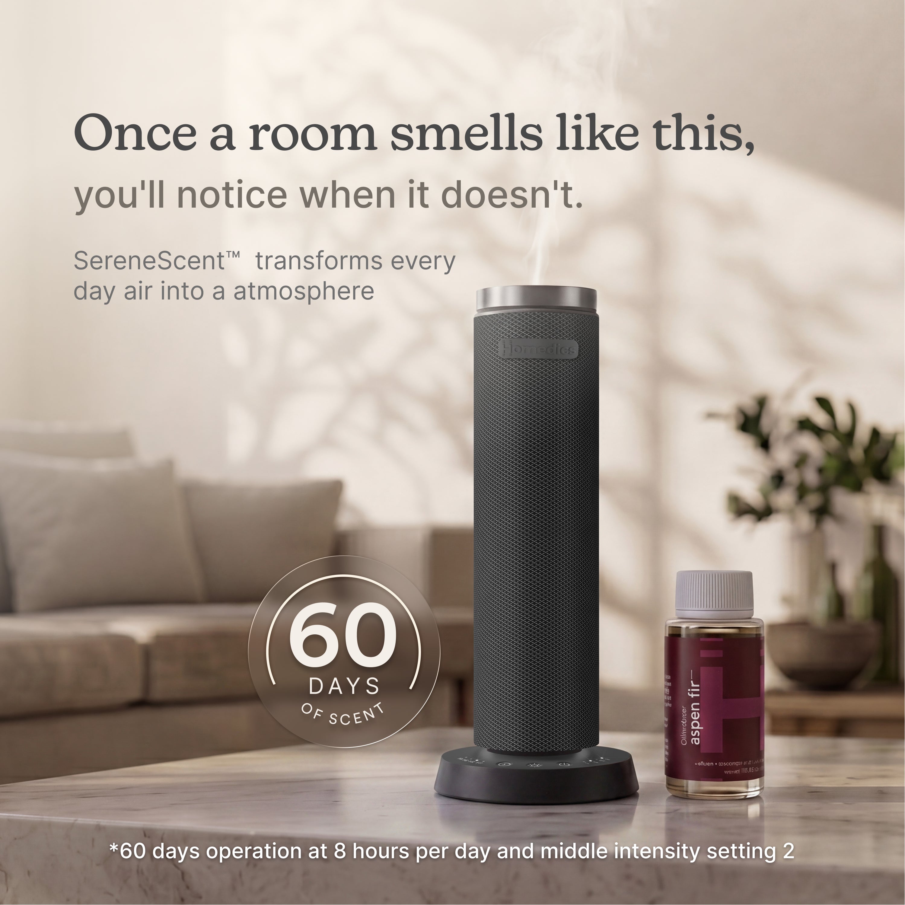 homedics-serenescent-waterless-rechargeable-diffuser-aspen-fir-oil-bundle image 2