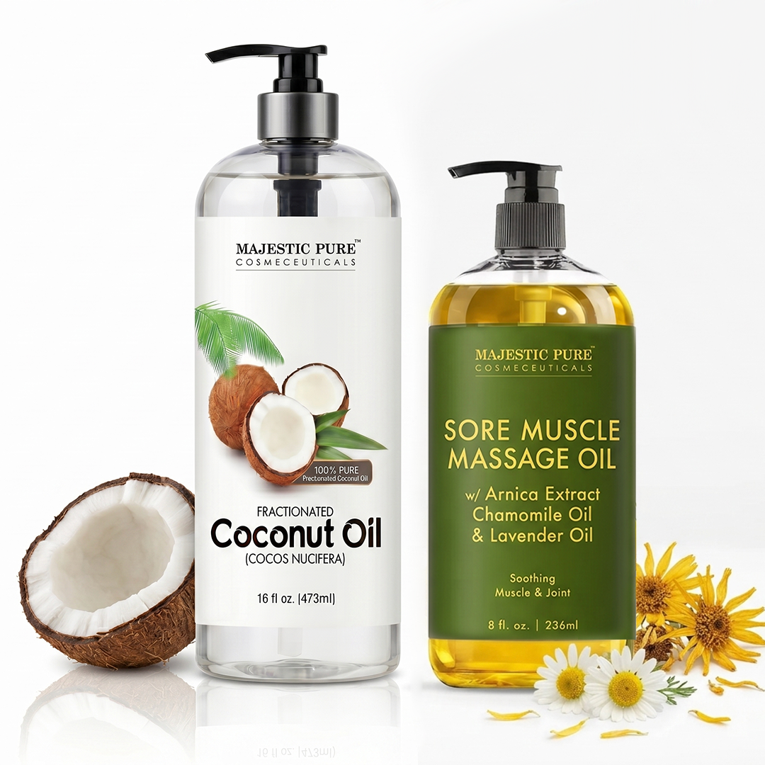 majestic-pure-fractionated-coconut-oil-sore-muscle-massage-oil-with-lavender-cha image 1