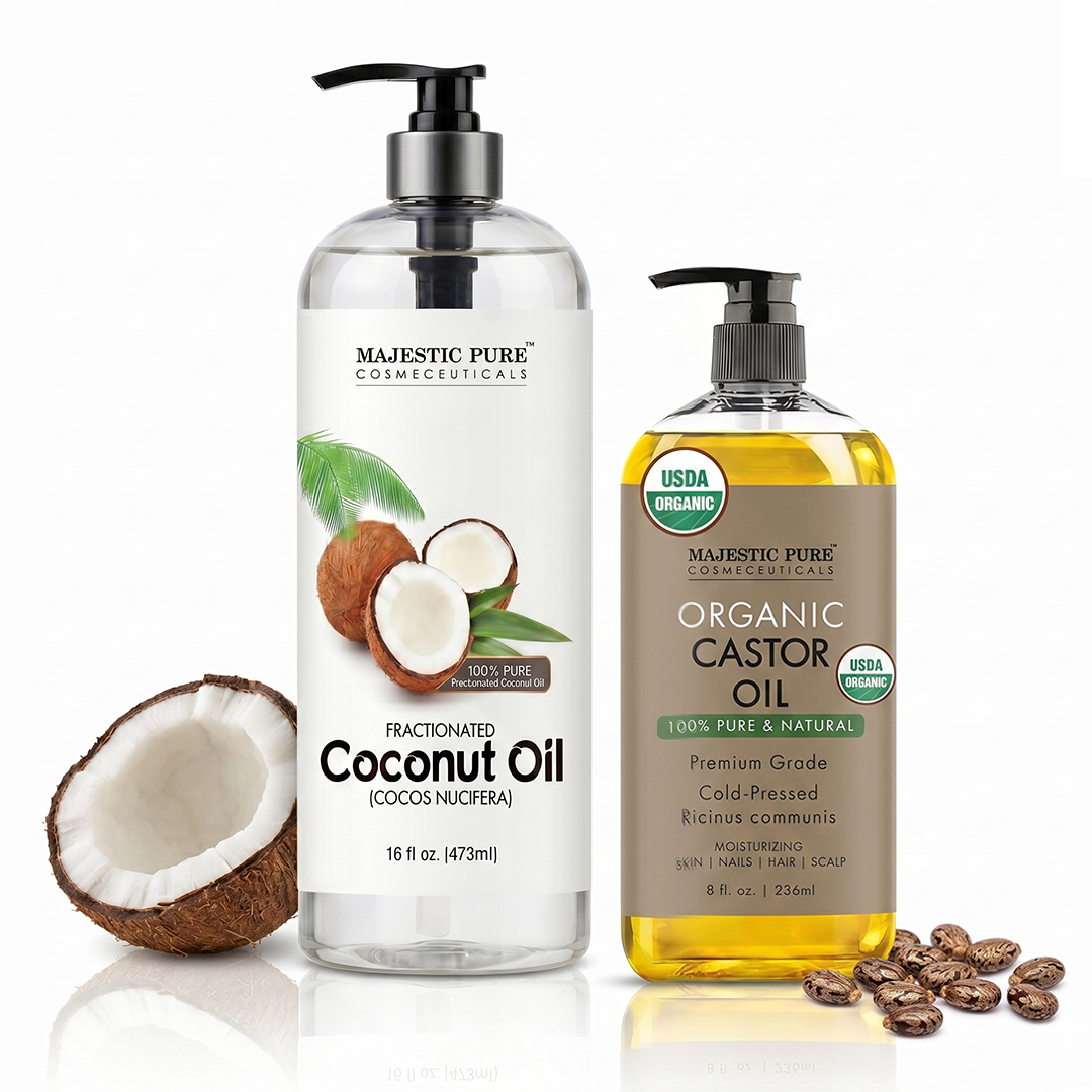 majestic-pure-fractionated-coconut-oil-usda-castor-oil-duo-hair-body-care-set image 1