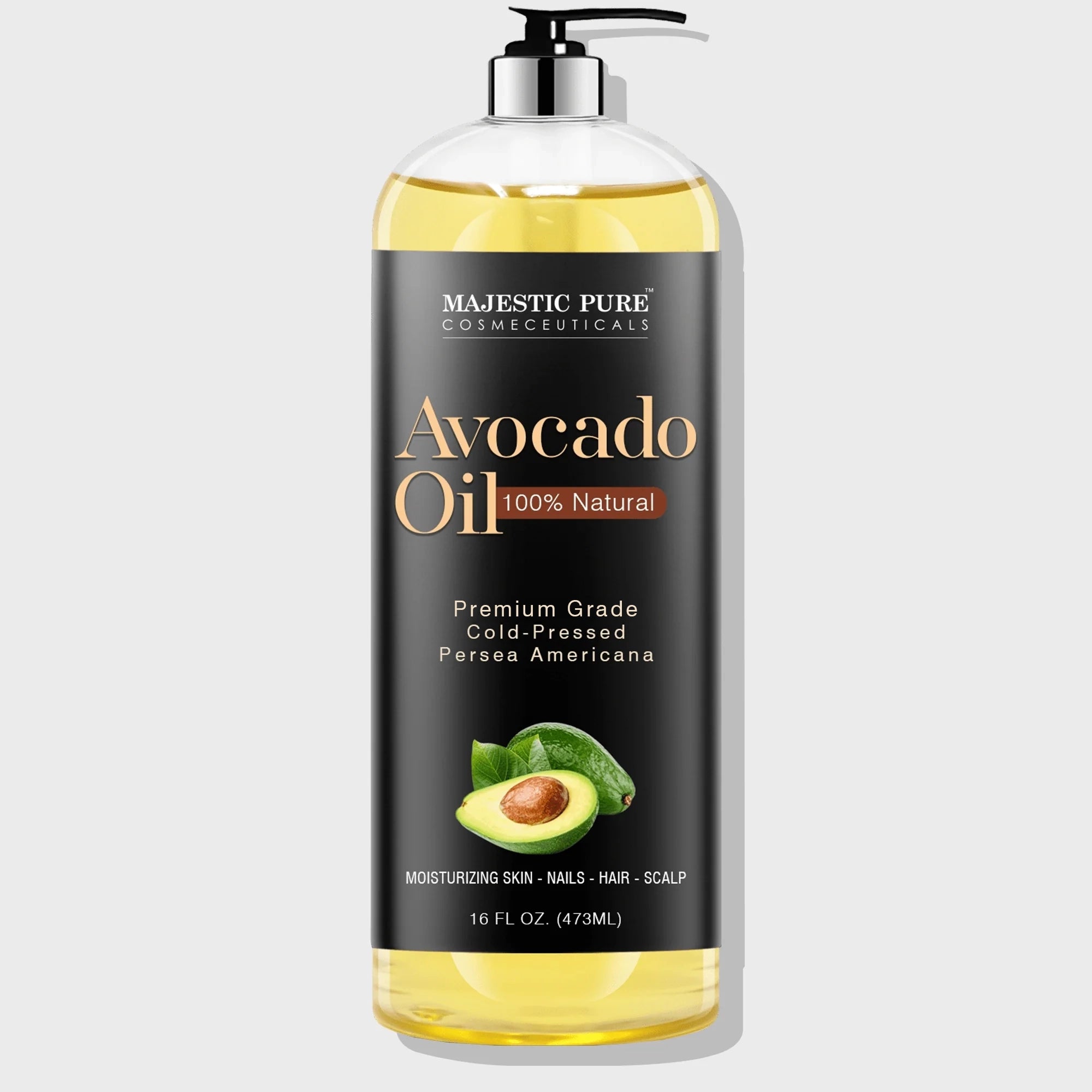 majestic-pure-100-pure-natural-avocado-oil-16-fl-oz-cold-pressed-for-hair-skin image 1