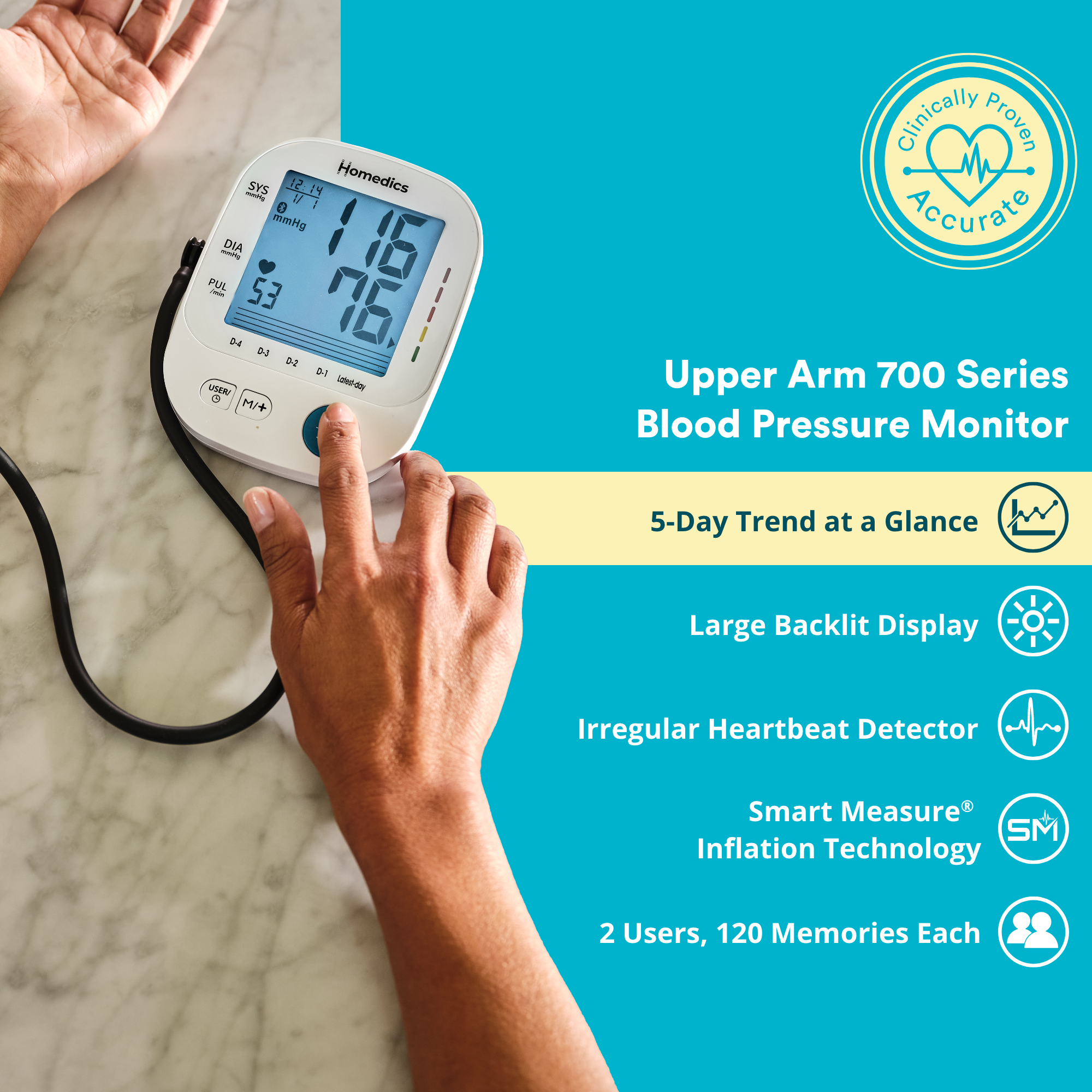 homedics-5-day-trend-at-a-glance-arm-700-series-blood-pressure-monitor image 2
