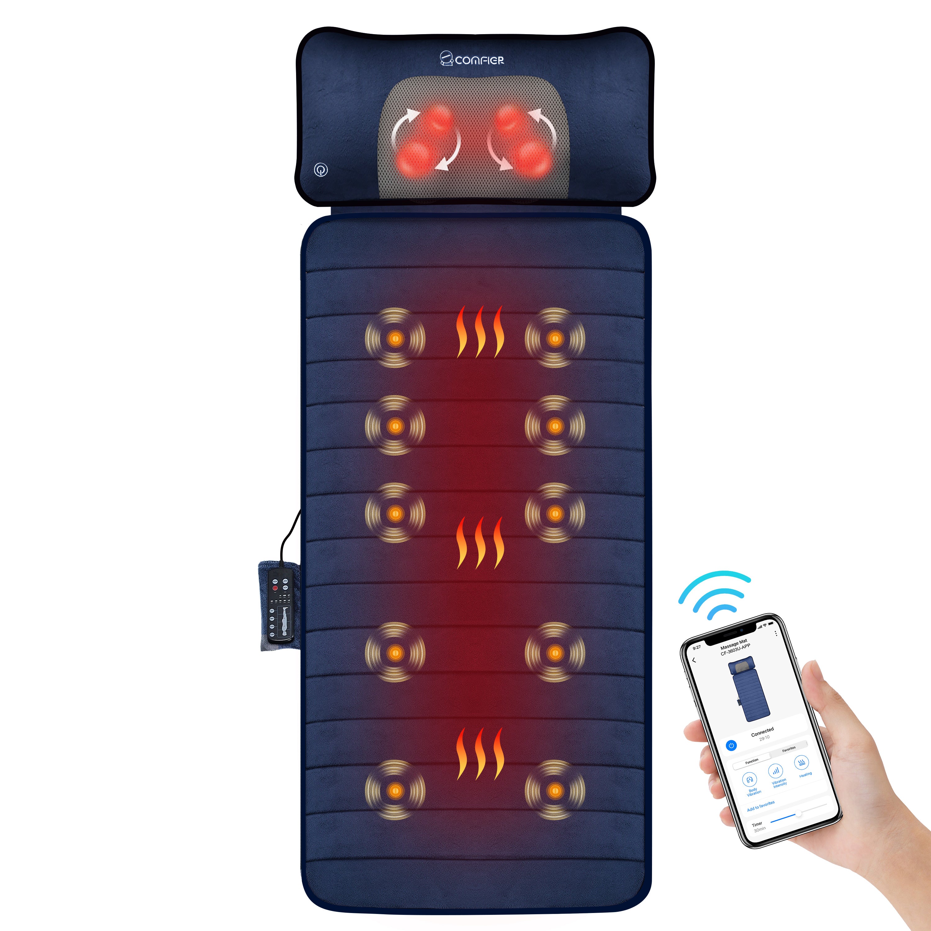 comfier-heated-massage-pad-with-movable-shiatsu-neck-massage-pillow-app-control- image 1