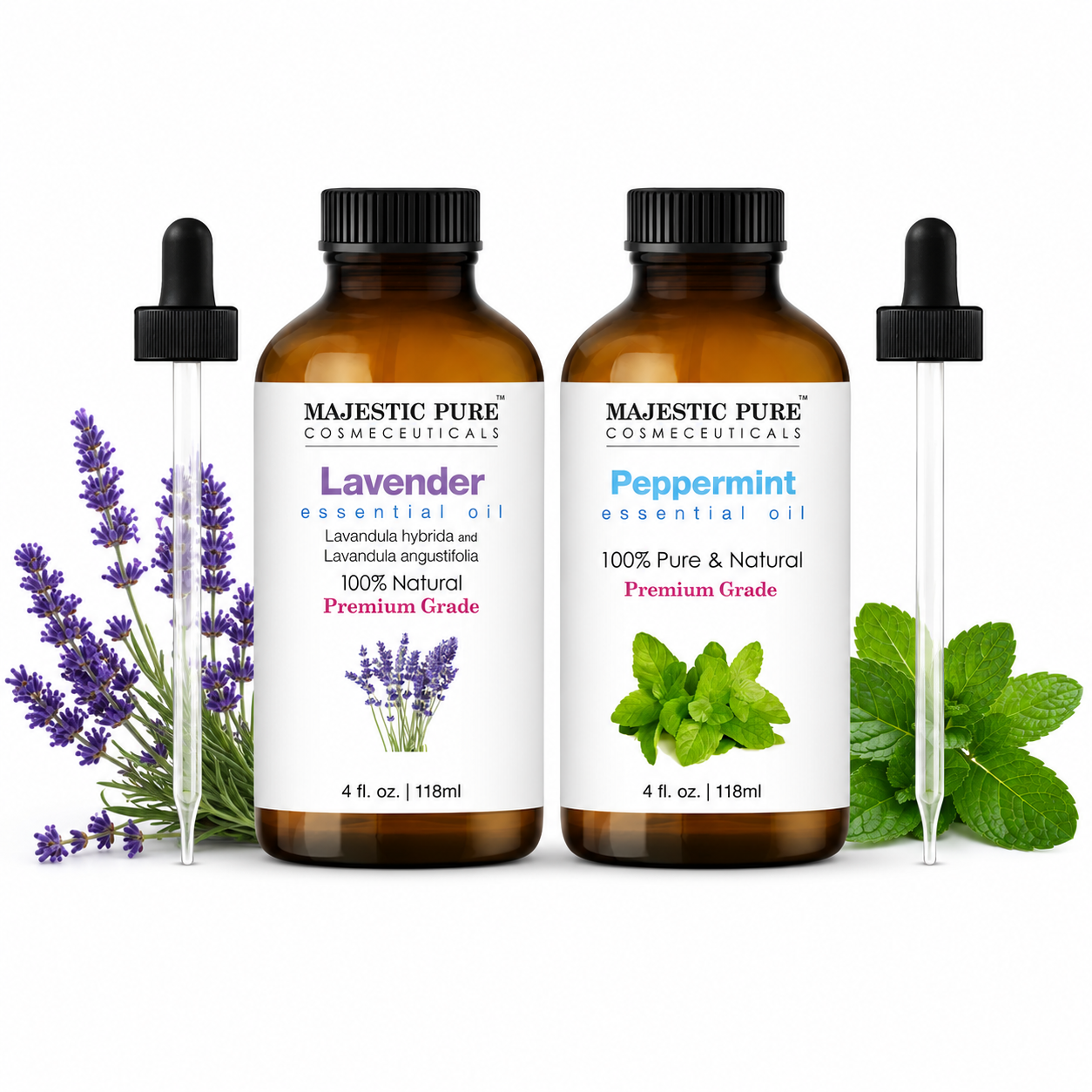 majestic-pure-lavender-essential-oil-peppermint-essential-oil-duo-2-pack-for-rel image 1