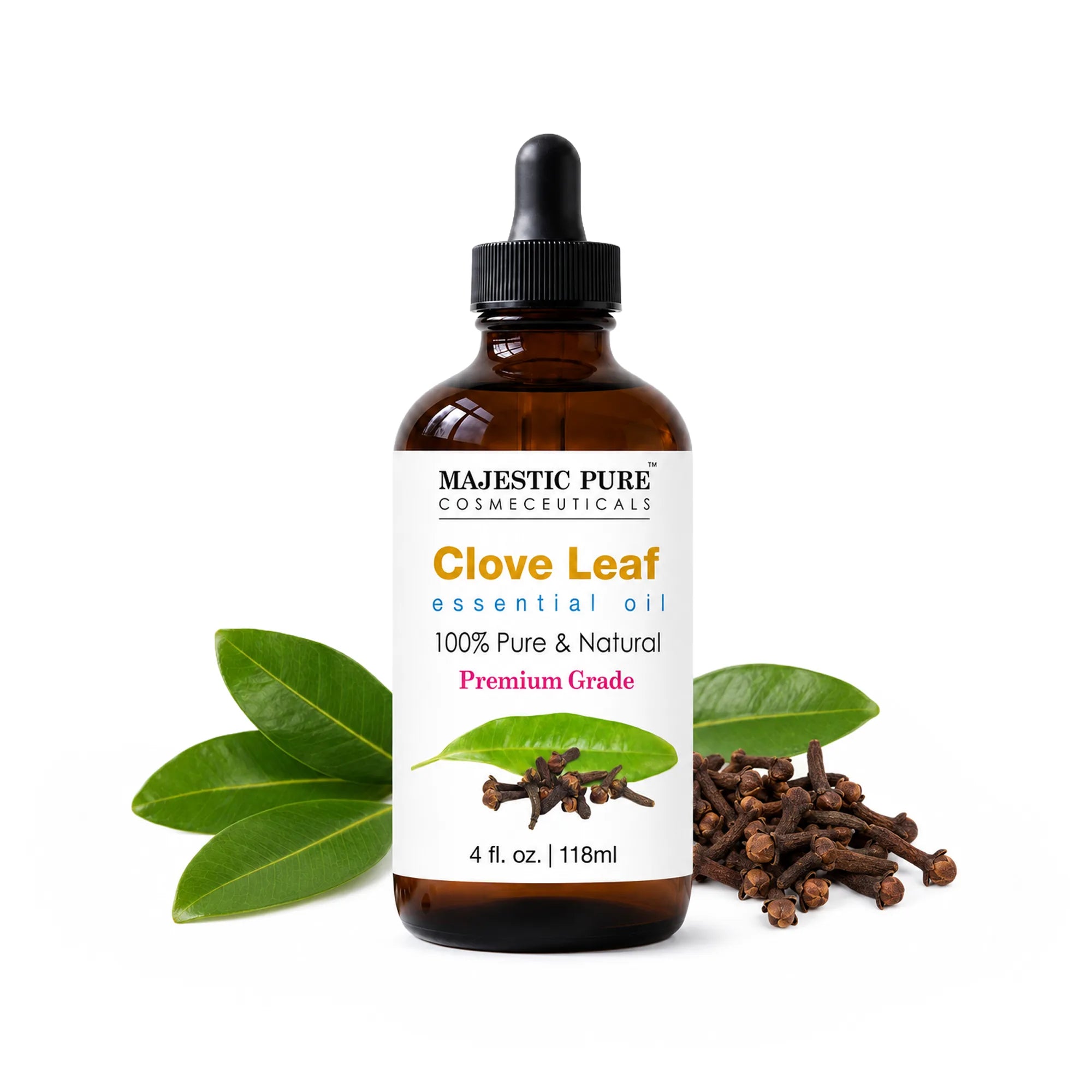 majestic-pure-clove-leaf-essential-oil-4-fl-oz-100-pure-and-natural-for-toothach image 1