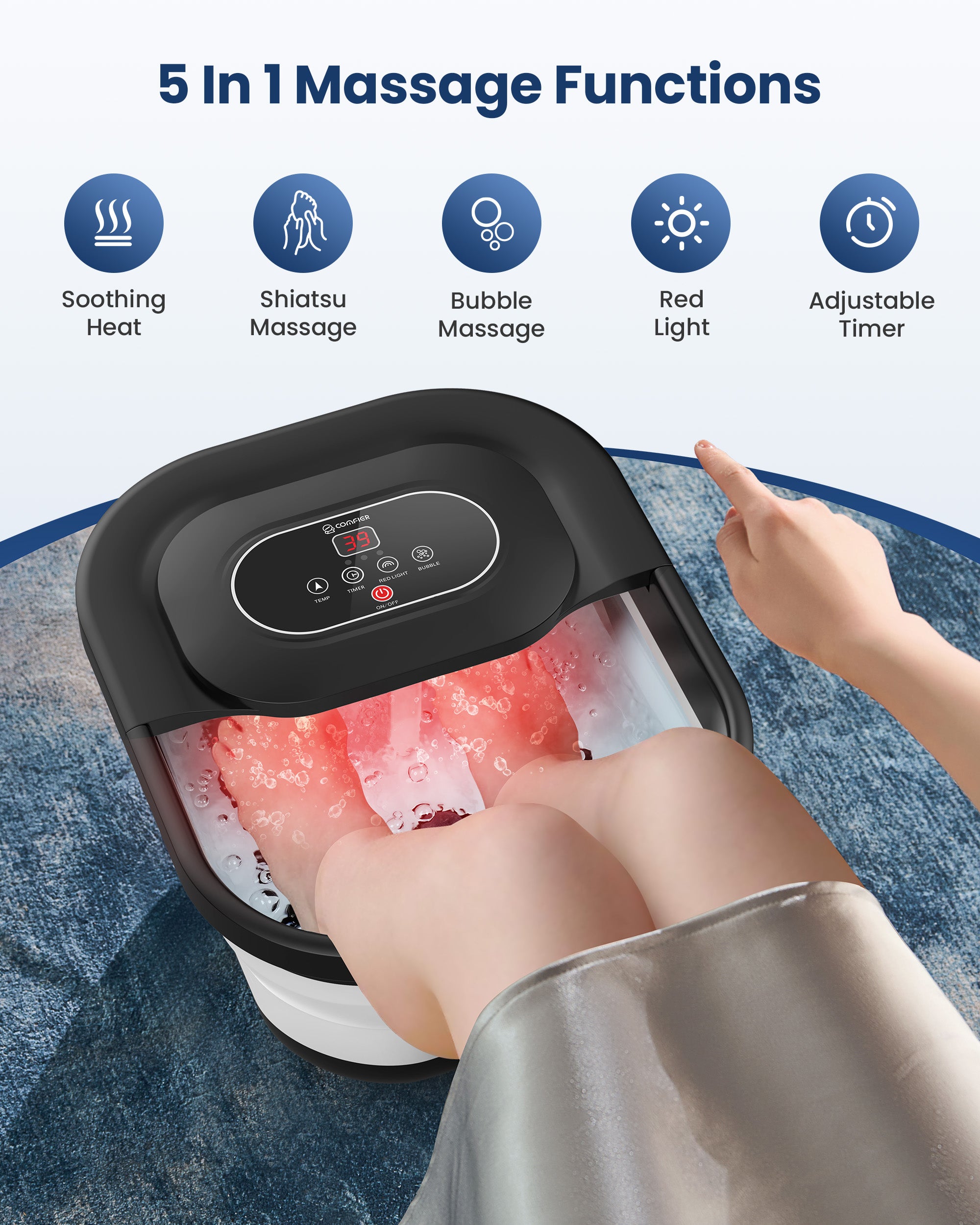 comfier-5415-collapsible-foot-spa-bath-massager-with-bubbles-red-light-pumice-st image 8