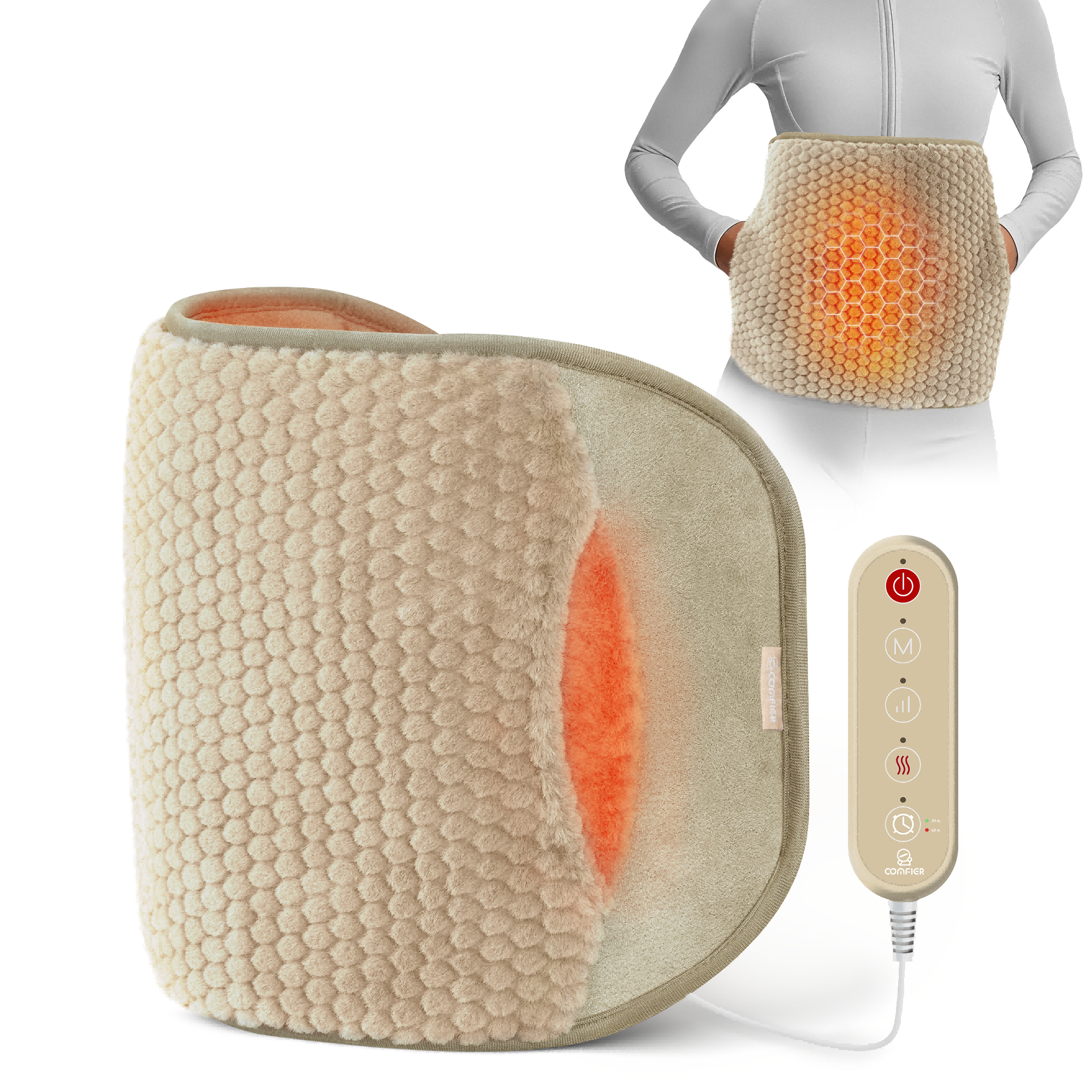 comfier-6413-plush-fabric-heating-vibrating-massage-mat-with-hand-warmer-pockets image 1