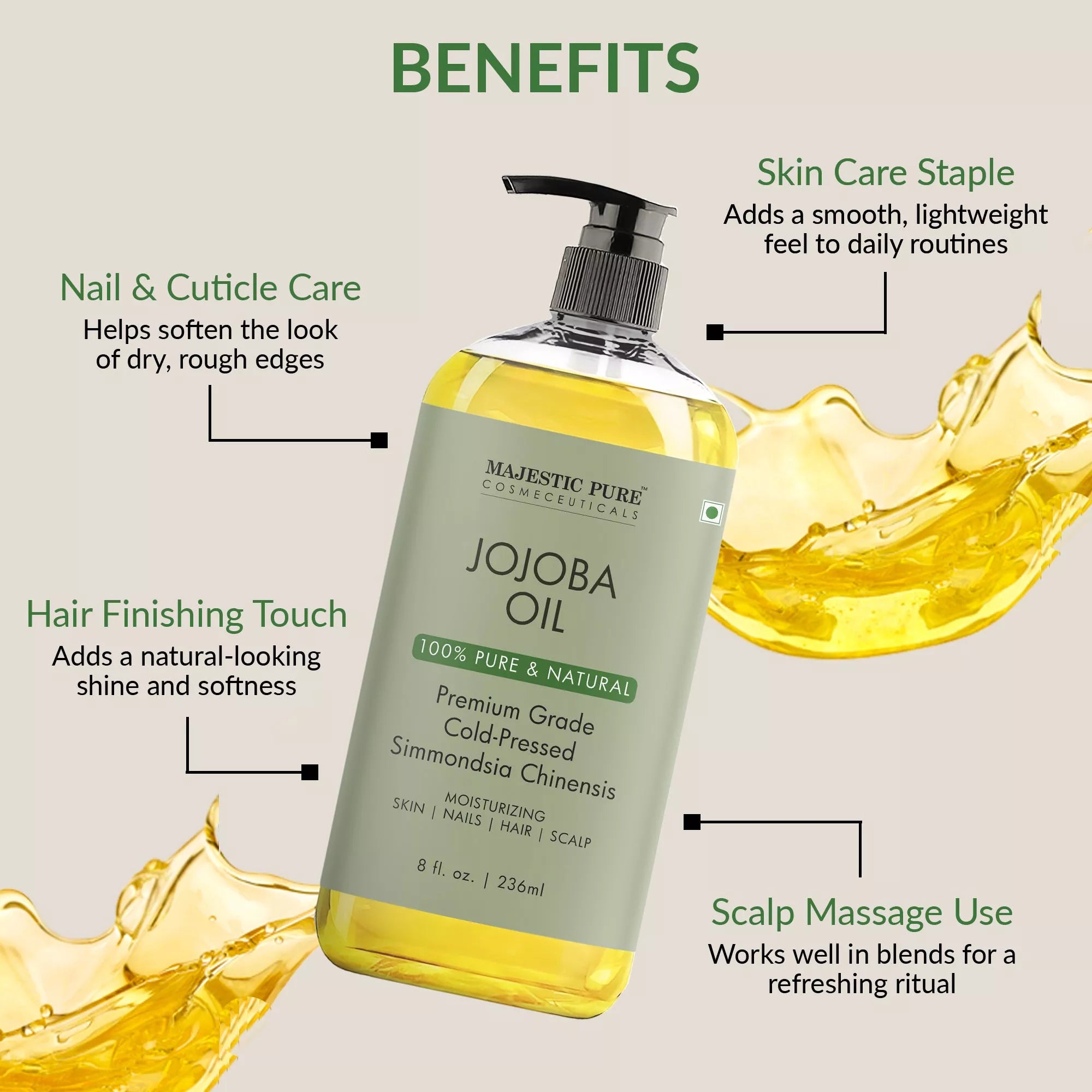 majestic-pure-jojoba-carrier-oil-8-fl-oz-lightweight-moisturizer-for-hair-skin-e image 2