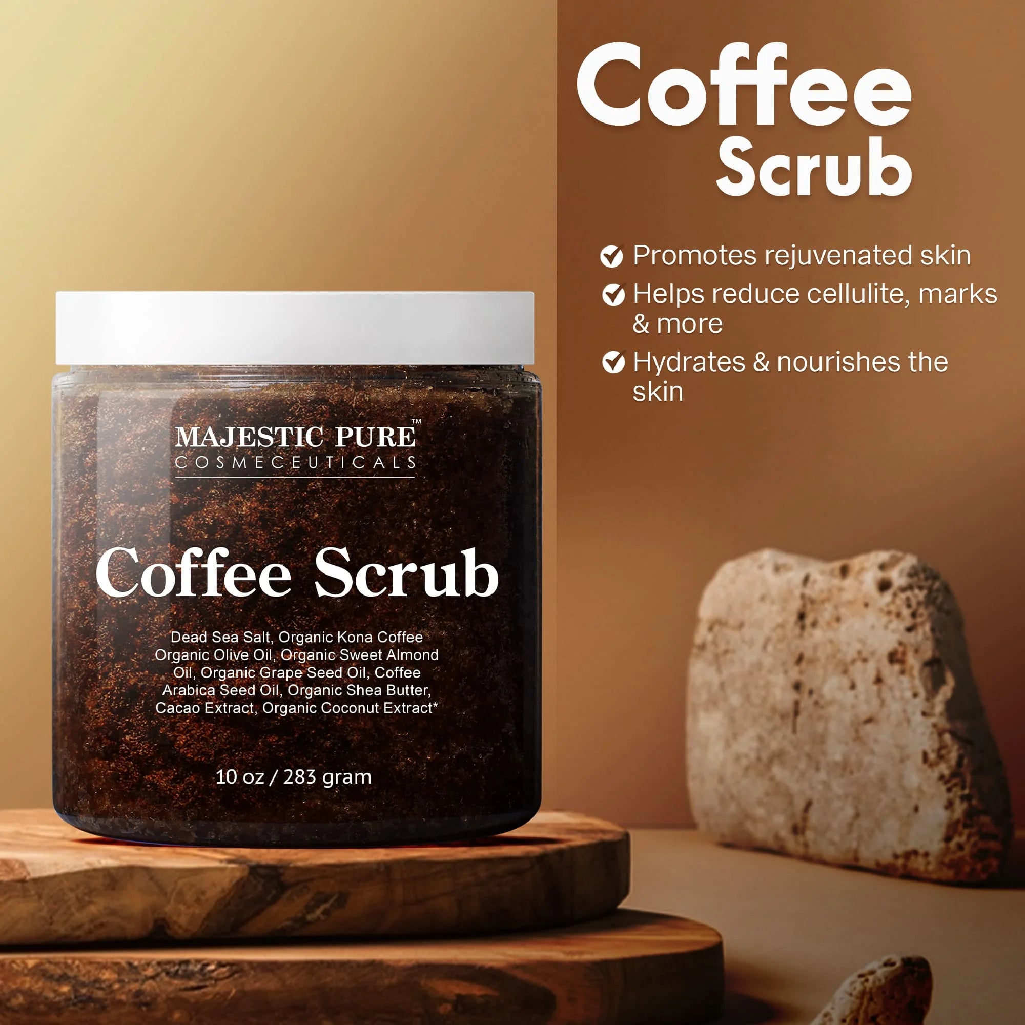 majestic-pure-coffee-scrub-with-dead-sea-salt-10-oz-exfoliating-body-scrub-for-c image 2