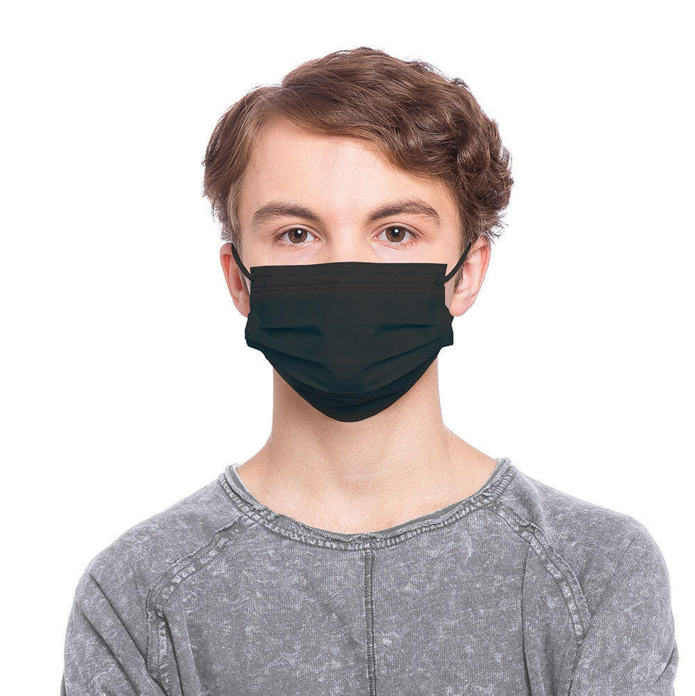 homedics-healthcare-small-size-black-ear-loop-face-masks-50-count-3-layer-protec image 2