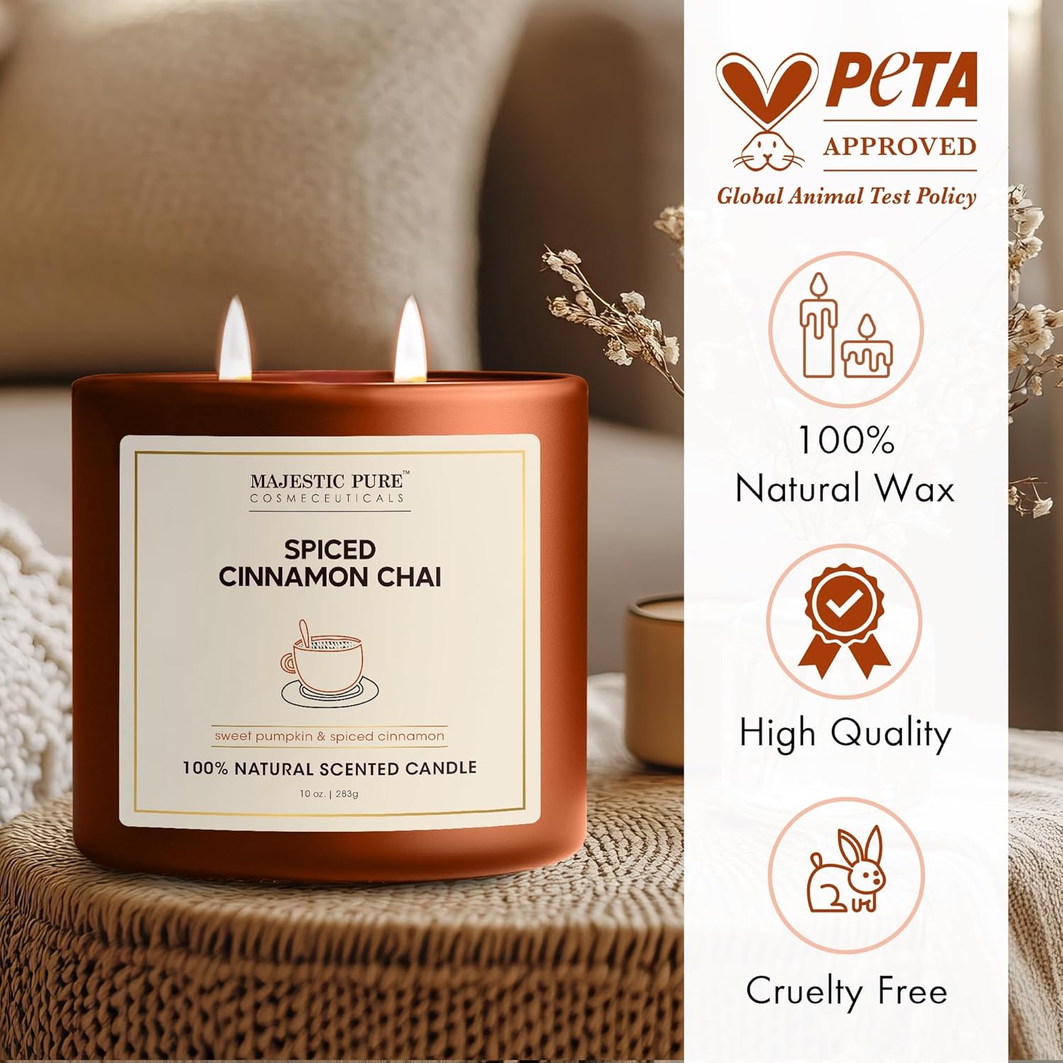 majestic-pure-spiced-cinnamon-chai-candle-single-candle-for-warm-cozy-home-fragr image 3